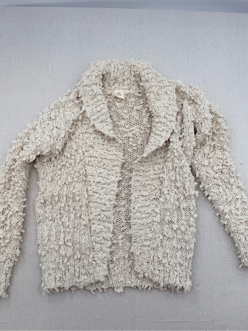White Crow Cozy Neutral Popcorn Knit Cardigan Jacket